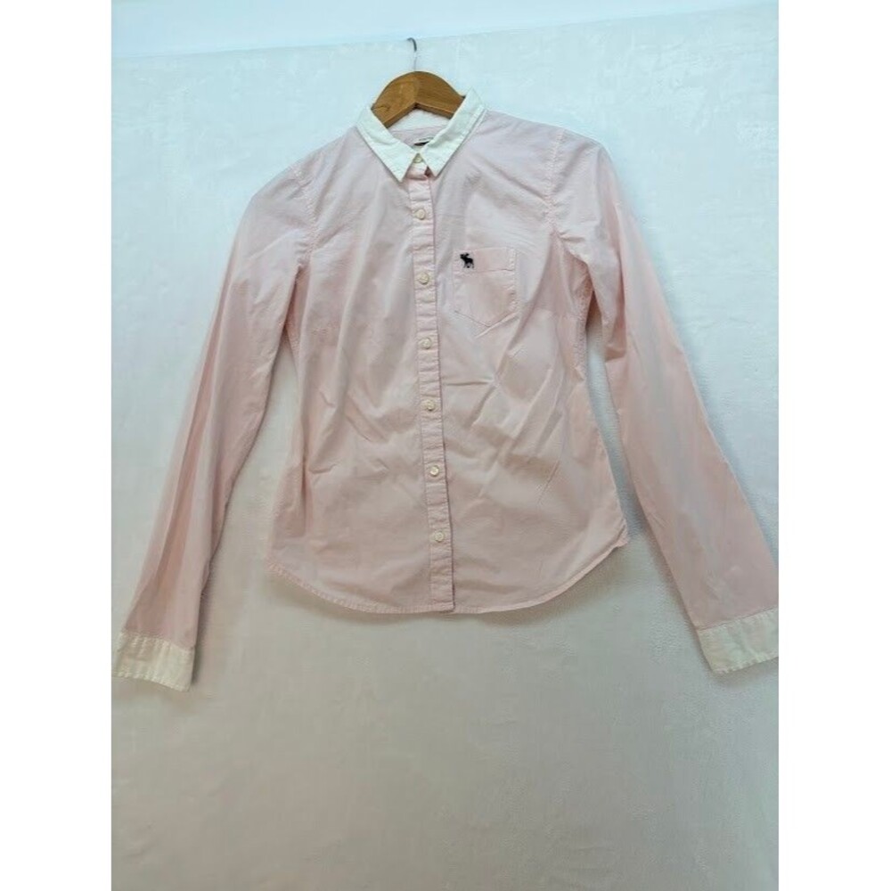 Women's Abercrombie & Fitch Y2K Button Down Shirt Pink w/ White Collar Sz Medium